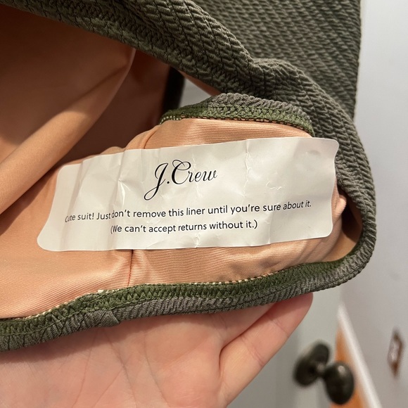 NWT J. Crew Hunter Green Textured One-Shoulder One-Piece Swimsuit 20 - Picture 3 of 6